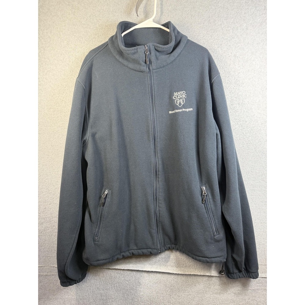 Landway Jacket Mens 2XL Gray Full Zip Fleece Mayo Clinic Blood Donor Program